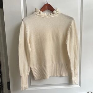 NWT J.Crew Ruffled Cream Sweater Medium